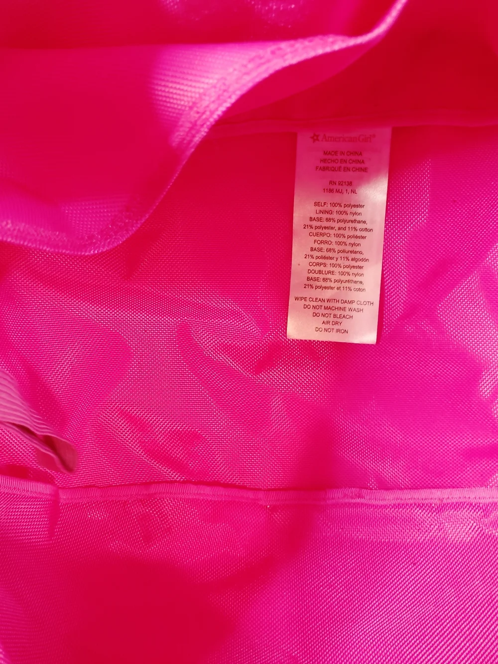 American Girl Hot Pink Star Print Shoulder Tote Bag with White Star Accent